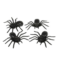 Araignées noires 10 cm - Lot de 4