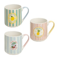 Lot de 3 mugs 370 ml motifs fruits assortis