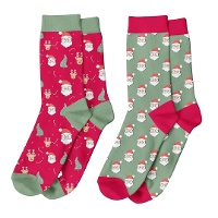 Chaussettes de Noël vertes et rouges - 1 paire