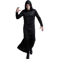Costume de tunique à capuche noire pour adulte