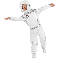 Déguisement d'astronaute blanc et argent pour enfants de 5 à 8 ans