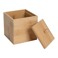 Boîte à cotons carrée en bambou