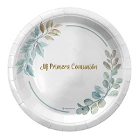 Assiettes de Communion florales de 18 cm - 8 unités