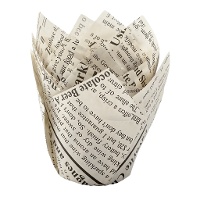 Caissettes tulipe en papier au motif journal pour muffins - lot de 50