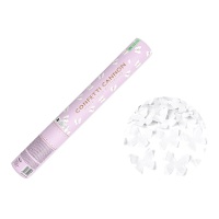 Canon à confettis de papillons blancs de 40 cm