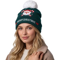Bonnet de Noël à motif Père Noël et finition pailletée