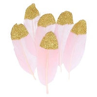 Plumes décoratives avec paillettes - 6 unités