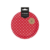 Assiettes rondes à pois blancs de 18 cm - 8 unités