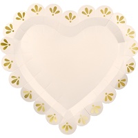 Assiettes en forme de coeur crème et doré - style élégant