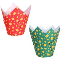Capsules tulipe en papier pour muffins avec étoiles dorées de Noël - PME - 24 unités