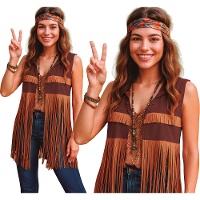 Gilet frangé style hippie pour adulte
