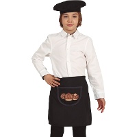 Ensemble de petit vendeur de marrons avec béret et tablier