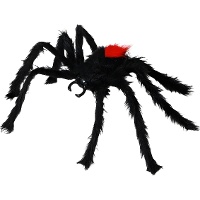 Araignée de 78 cm noire et rouge velue