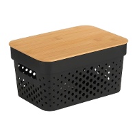 Boîte de 26 x 17,5 x 12,5 cm perforée avec couvercle en bambou - 1 unité