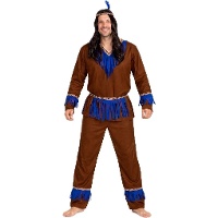 Costume d'indien marron et bleu pour homme
