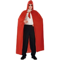 Cape rouge de 123 cm à grande capuche