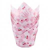 Capsules tulipe en papier pour muffins à la cerise - PME - 24 unités