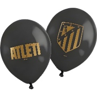 Ballons en latex Atlético de Madrid noir et doré 30 cm - 6 unités
