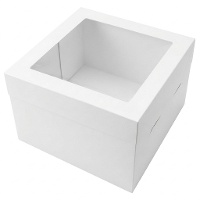 Boîte blanche pour gâteau de 30 x 30 x 30 cm avec fenêtre sur le dessus