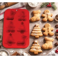 Moule en silicone pour biscuits de Noël, 17 x 26 cm - 6 cavités