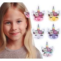 Pinces licorne pour cheveux assorties - 12 unités