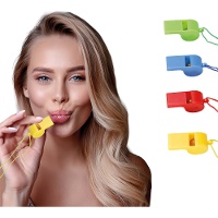 Sifflets colorés avec cordon - lot de 4