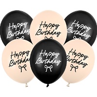 Ballons en latex Elegant Happy Birthday 30 cm - 6 unités