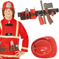 Ceinture avec accessoires et casque de pompier pour enfants
