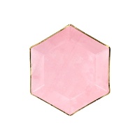 Assiettes hexagonales avec bord doré de 23 cm - 6 unités
