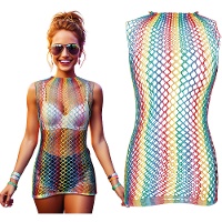 Top en résille multicolore