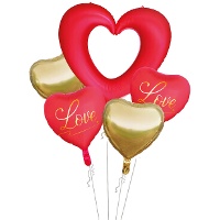 Bouquet de ballons coeur Saint-Valentin - lot de 5