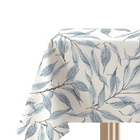 Nappe de 1,45 x 1,45 m en tissu à feuilles bleues