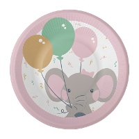 Assiettes Elephant Baby de 17 cm - 8 unités