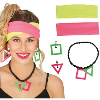 Ensemble d'accessoires des années 80 néon - 5 pièces