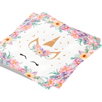 Serviettes licorne florale de 16,5 cm - 20 unités