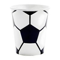 Gobelets de football ballon blanc et noir de 260 ml - 6 unités