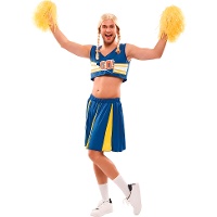 Costume de pom-pom girl bleu et jaune pour homme