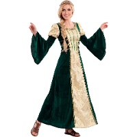 Costume de dame médiévale vert foncé pour femme