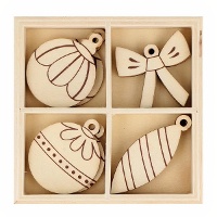 Figures en bois découpé pour décorations de Noël - 12 unités