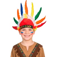 Coiffe indienne pour enfant avec plumes multicolores