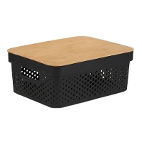 Boîte perforée de 36 x 26 x 14 cm avec couvercle en bambou - 1 unité