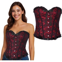 Corset bordeaux en dentelle