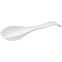 Repose-cuillère en porcelaine blanche, motif losanges